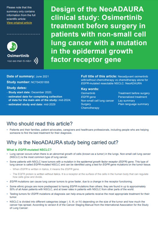 Plain language summary describing the NeoADAURA study in non-small-cell lung cancer