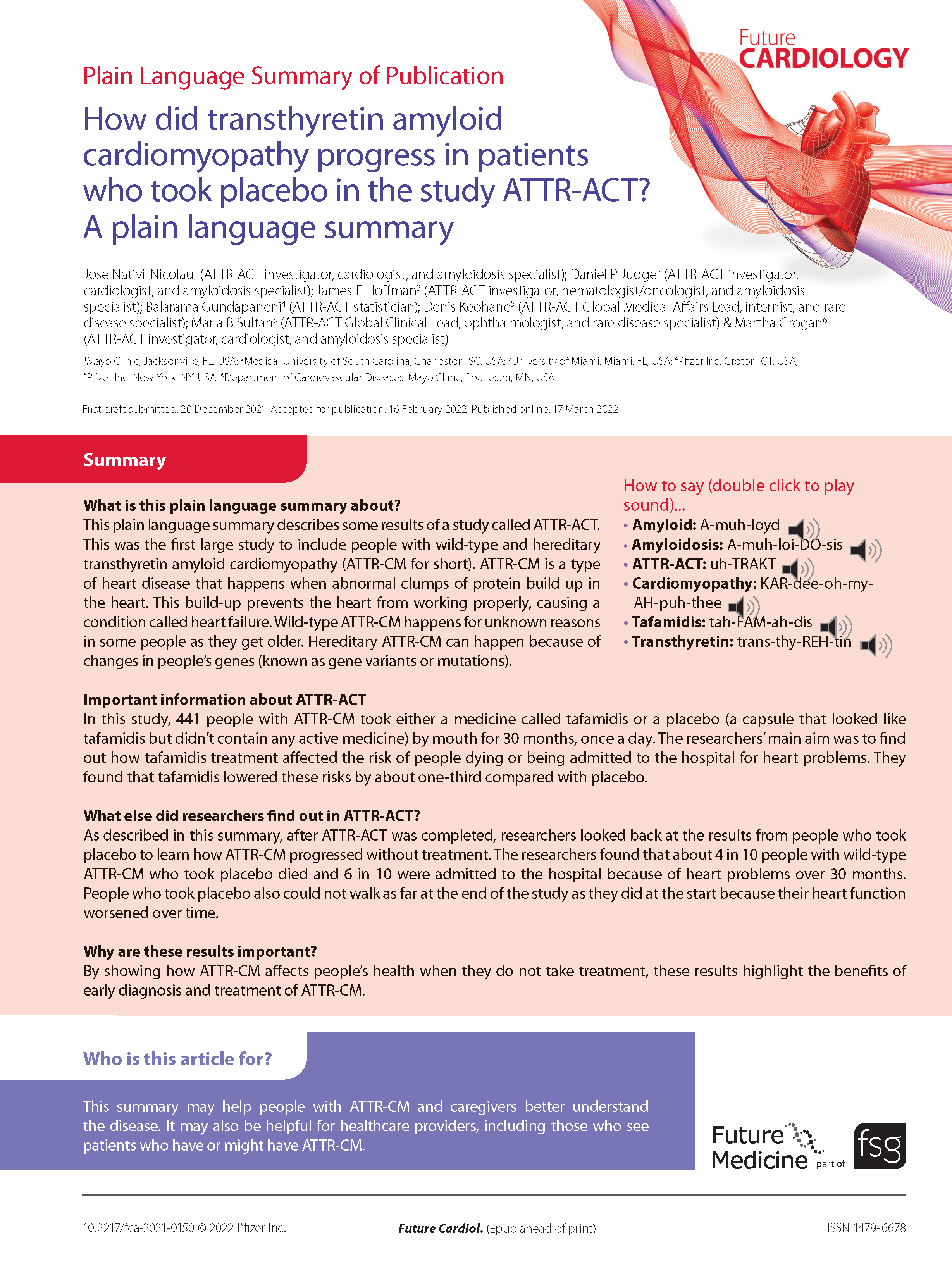 How did transthyretin amyloid cardiomyopathy progress in patients who took placebo in the study ATTR-ACT? A plain language summary
