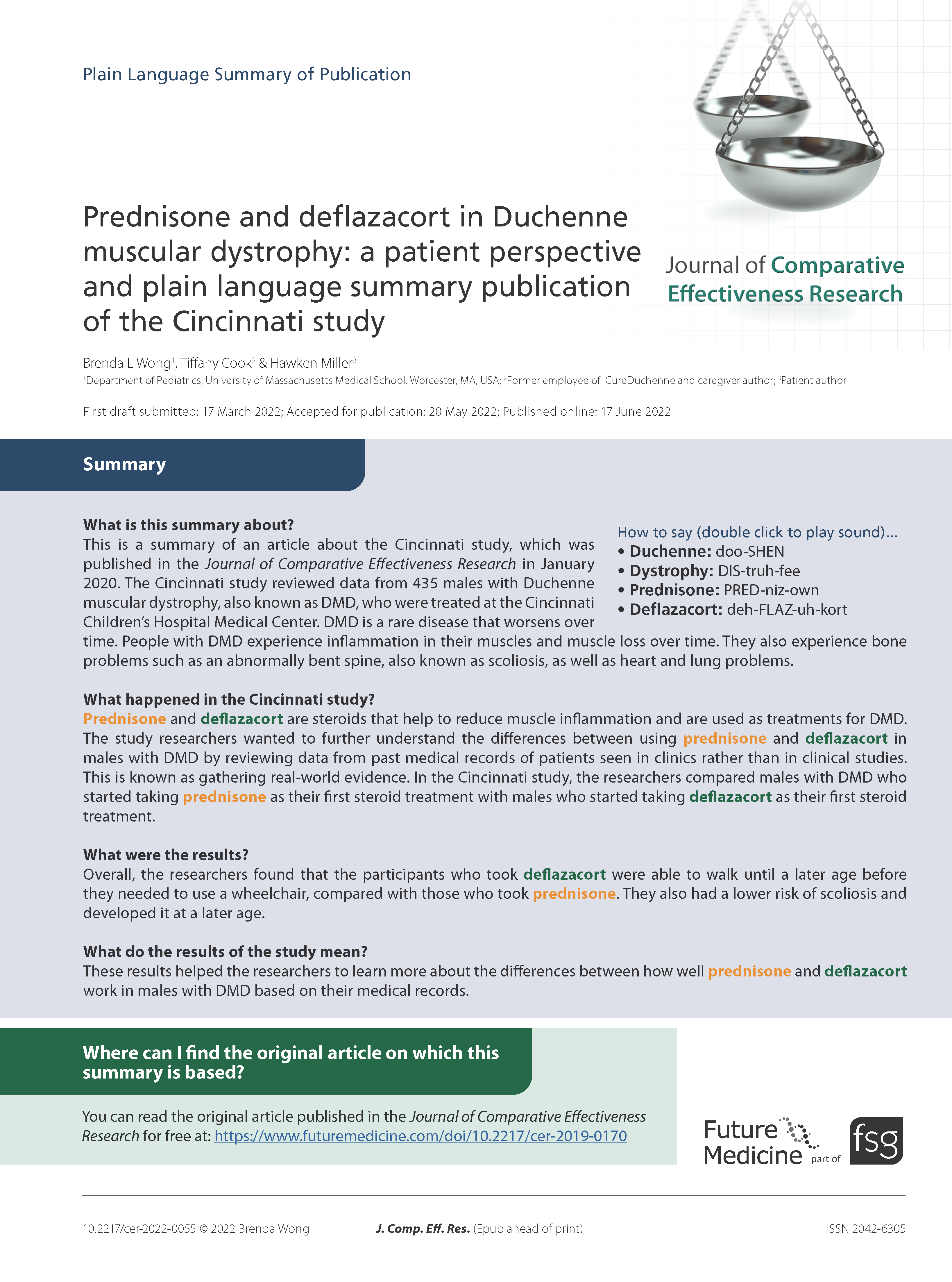 Prednisone and deflazacort in Duchenne muscular dystrophy: a patient perspective and plain language summary publication of the Cincinnati study