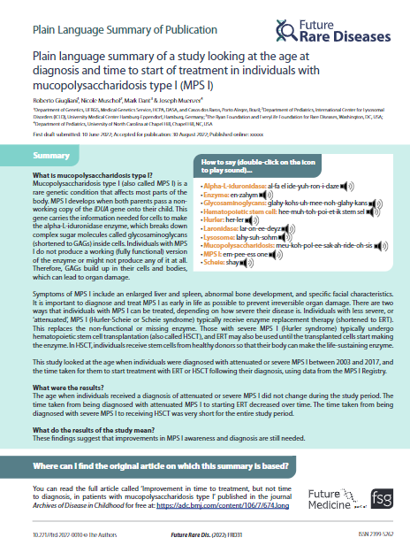 mucopolysaccharidosis type I
