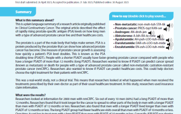 This is a plain language summary of a research article originally published in Clinical Genitourinary Cancer. The original article described the effect of rapidly rising prostate-specific antigen (PSA) levels on how long men with a type of advanced prostate cancer live and their healthcare costs.The prostate is a part of the male body that helps make semen. PSA is a protein produced by the prostate that can show how advanced prostate cancer has become. One measure of prostate cancer growth is assessing how quickly a patient’s PSA level doubles. This is known as the PSA doubling time (PSADT). People with a shorter PSADT usually have faster-growing prostate cancer compared with people who have a longer PSADT of more than 12 months (long PSADT). Researchers wanted to know if PSADT can predict cancer spread (known as metastasis) or death for people with a type of advanced prostate cancer called non-metastatic castration-resistant prostate cancer (nmCRPC). Researchers also wanted to know if PSADT can predict healthcare costs. This could help doctors choose the right treatment for their patients with nmCRPC.This was a real-world study, not a clinical trial. This means that researchers looked at what happened when men received the treatments prescribed by their own doctor as part of their usual healthcare treatment. In this study, researchers used insurance claim information.