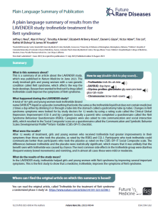 This  is  a  summary  of  an  article  about  the  LAVENDER  study,  which  was  published  in  Nature  Medicine  in  June  2023.  The  study  involved  girls  and  young  women  with  a  rare  genetic  condition  called  Rett  syndrome,  which  affects  the  way  the  brain develops. Researchers wanted to find out if a drug called trofinetide could improve the symptoms of Rett syndrome. 
