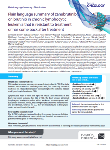 This is a plain language summary of a research study called ALPINE. The study involved people who had been diagnosed with, and previously treated at least once for, relapsed or refractory chronic lymphocytic leukemia (CLL) or small lymphocytic lymphoma (SLL)
